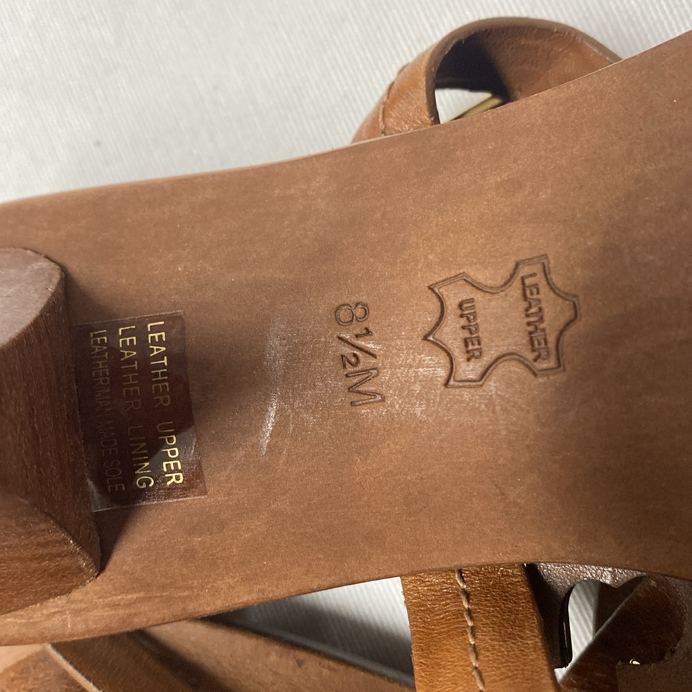 Tory Burch Brown Leather Miller Sandals with Gold Logo - Picture 5 of 5
